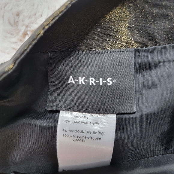 Akris Silk Blend Bronze Shimmer Black Pencil Skirt Size 4 - Picture 9 of 13